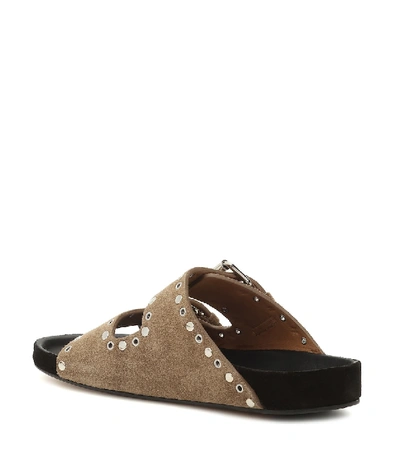 Shop Isabel Marant Lennyo Embellished Suede Sandals In Beige