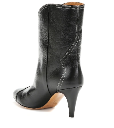 Shop Isabel Marant Dythey Leather Ankle Boots In Black
