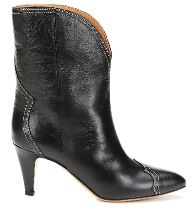 Shop Isabel Marant Dythey Leather Ankle Boots In Black