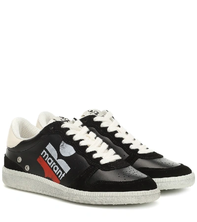 Shop Isabel Marant Bulian Leather And Suede Sneakers In Black