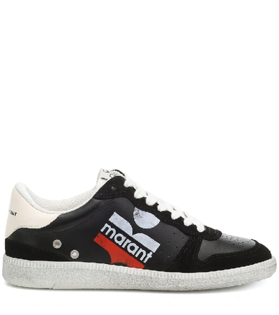 Shop Isabel Marant Bulian Leather And Suede Sneakers In Black