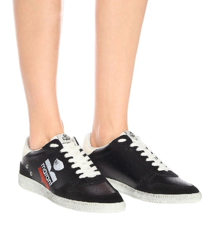 Shop Isabel Marant Bulian Leather And Suede Sneakers In Black