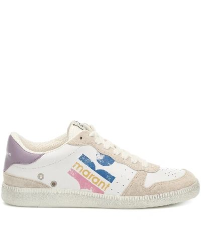 Shop Isabel Marant Bulian Leather And Suede Sneakers In White