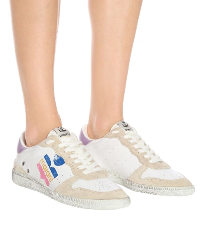 Shop Isabel Marant Bulian Leather And Suede Sneakers In White