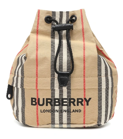Shop Burberry Phoebe Check Drawstring Pouch In Beige
