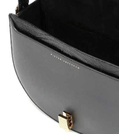 Shop Victoria Beckham Half Moon Leather Shoulder Bag In Blue