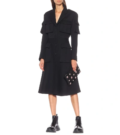 Shop Prada Virgin Wool Gabardine Coat In Black