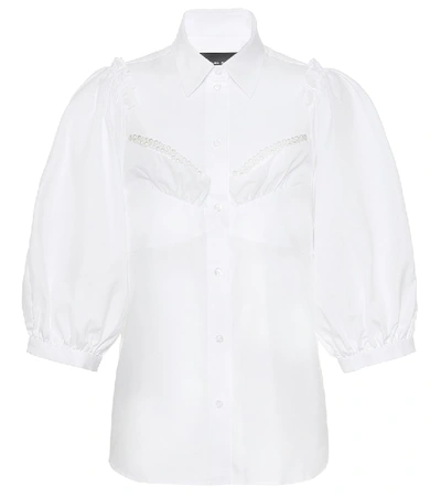 Shop Simone Rocha Beaded Cotton-poplin Shirt In White