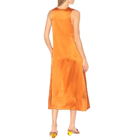 Shop Asceno Silk Midi Dress In Orange