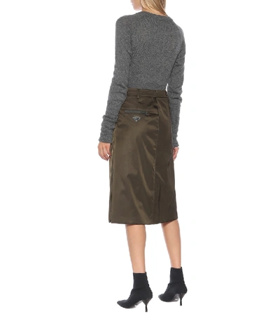 Shop Prada Nylon-gabardine Pencil Skirt In Green