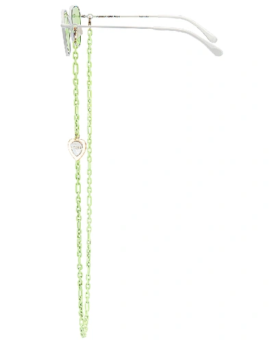 Shop Alessandra Rich Square Sunglasses In White & Chartreuse Green