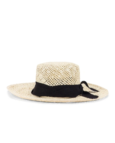 Shop Sensi Studio Calado Boater Hat In White & Black