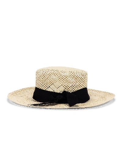 Shop Sensi Studio Calado Boater Hat In White & Black