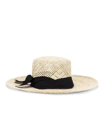 Shop Sensi Studio Calado Boater Hat In White & Black