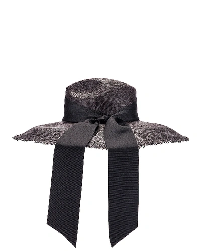 Shop Sensi Studio Panama Hat With Maxi Bow In Black