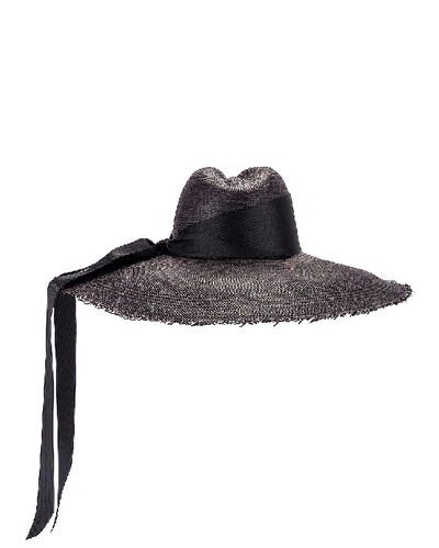 Shop Sensi Studio Panama Hat With Maxi Bow In Black