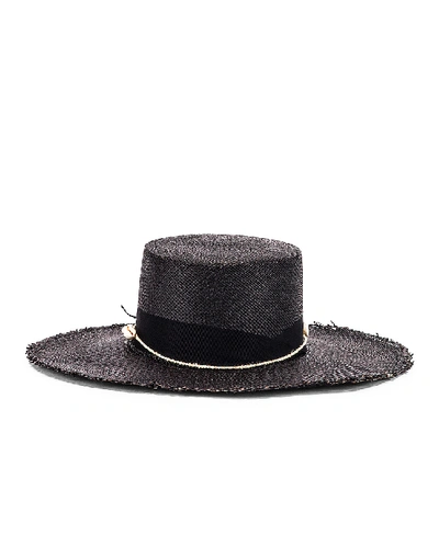 Shop Sensi Studio Cordovez Hat With Straw & Seashell Detail In Black