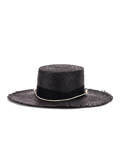 Shop Sensi Studio Cordovez Hat With Straw & Seashell Detail In Black