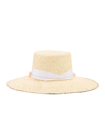 Shop Sensi Studio Cordovez Hat With Straw & Seashell Detail In Neutral In Natural