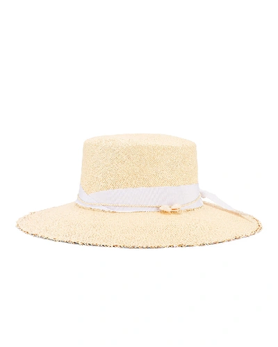 Shop Sensi Studio Cordovez Hat With Straw & Seashell Detail In Neutral In Natural