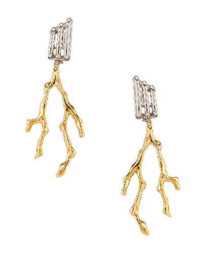 Shop Chloé Chloe Branch Earrings In Metallic In Gold & Palladium