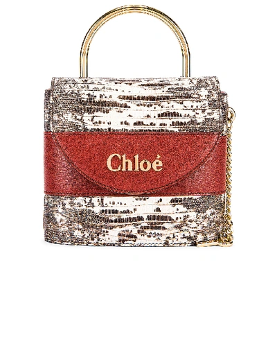 Shop Chloé Chloe Small Abylock Embossed Lizard Padlock Bag In Brown In Sepia Brown