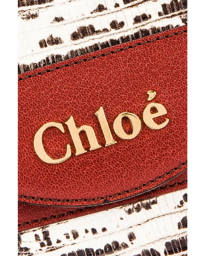 Shop Chloé Chloe Small Abylock Embossed Lizard Padlock Bag In Brown In Sepia Brown