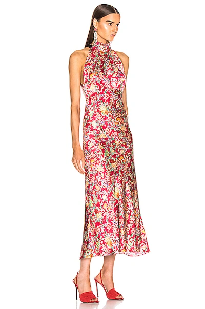 Shop Saloni Michelle Midi Dress In Floral,red In Ornamental & Black