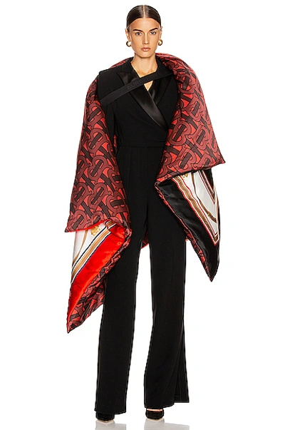 Shop Burberry Monogram Printed Oversized Cape In Crimson