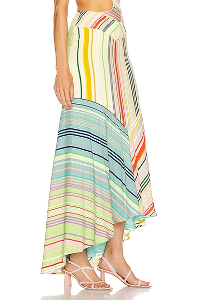 Shop Silvia Tcherassi Beverly Skirt In Green,stripes,orange,yellow In Summer Stripes