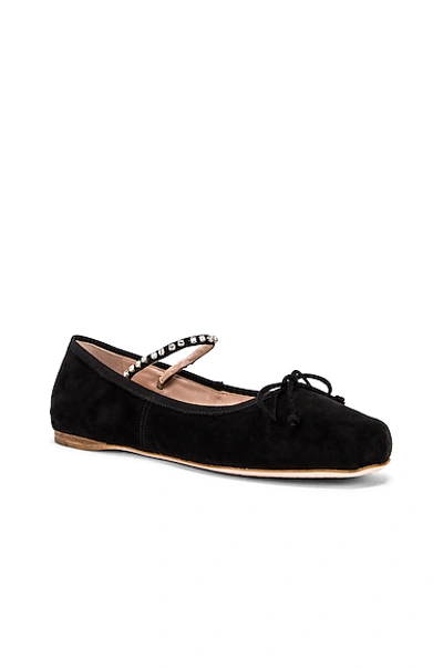 Shop Miu Miu Embellished Ballerina Flats In Black