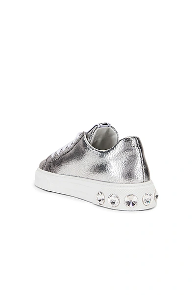 Shop Miu Miu Jeweled Sneakers In Silver