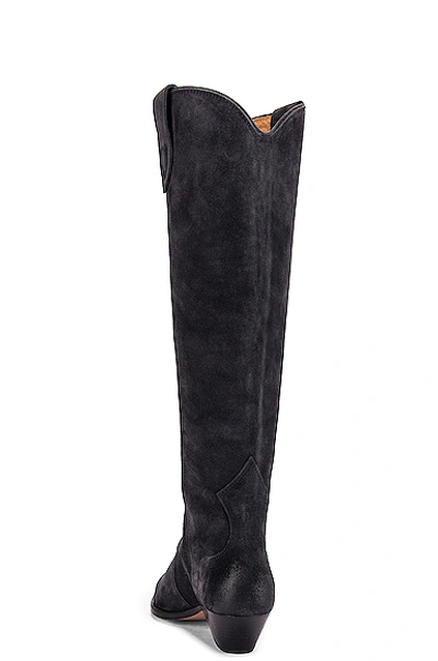 Isabel Marant Denvee Suede Cowboy Boots In Faded Black