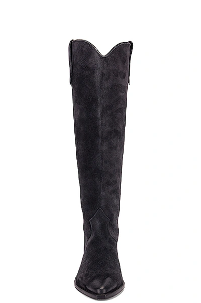 Isabel Marant Denvee Suede Cowboy Boots In Faded Black