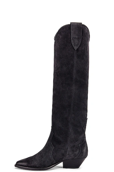 Isabel Marant Denvee Suede Cowboy Boots In Faded Black