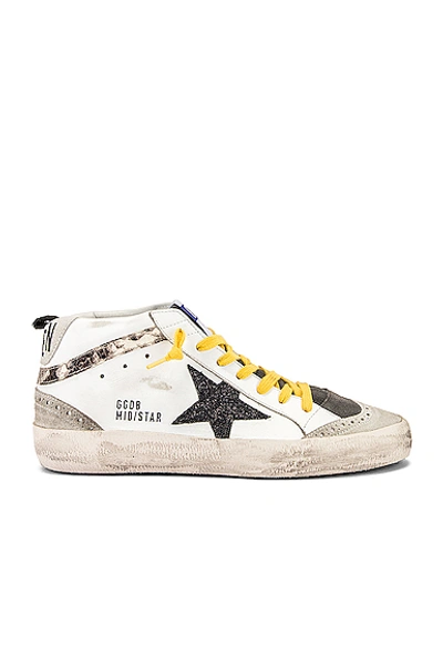 Shop Golden Goose Mid Star Sneaker In White & Snake Print