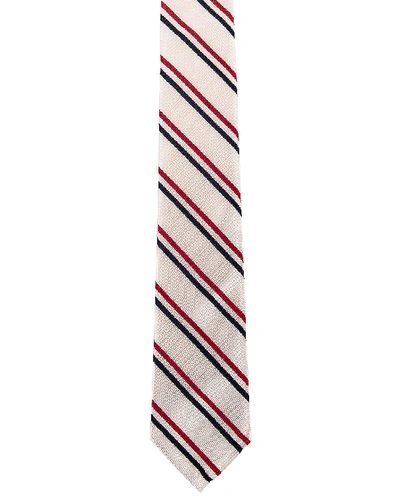 Shop Thom Browne Classic Tricolor Stripe Necktie In Stripes,white In Red & White & Blue