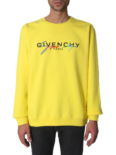 Shop Givenchy Logo Crewneck Sweatshirt In Yellow