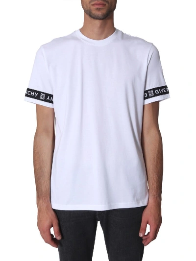 Shop Givenchy Logo Sleeves Trim T In White