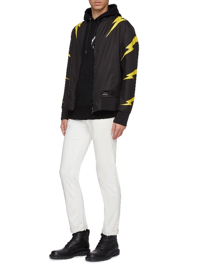 Shop Neil Barrett Thunderbolt Print Boxy Bomber Jacket