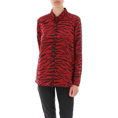 Shop Saint Laurent Classic Zebra Print Shirt In Red