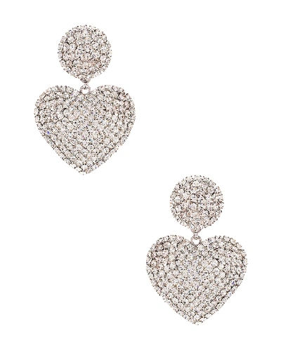 Shop Alessandra Rich Heart Earrings In Crystal