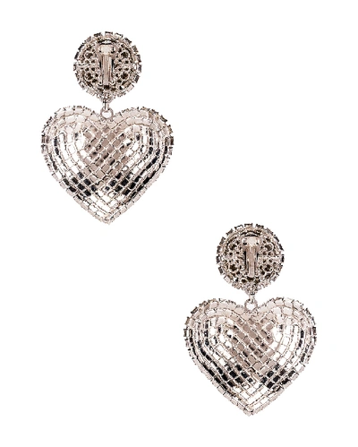 Shop Alessandra Rich Heart Earrings In Crystal