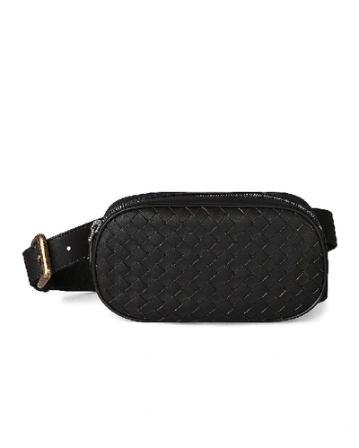 Shop Bottega Veneta Woven Belt Bag In Black