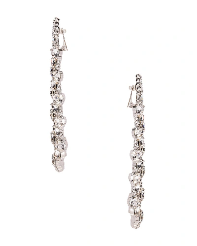 Shop Alessandra Rich Heart Cascade Clip Earrings In Crystal