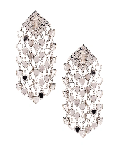 Shop Alessandra Rich Heart Cascade Clip Earrings In Crystal
