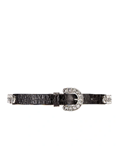 Shop Alessandra Rich Leather & Crystal Cowboy Belt In Black