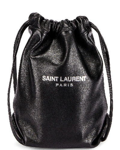 Shop Saint Laurent Teddy Pouch Chain Bag In Black