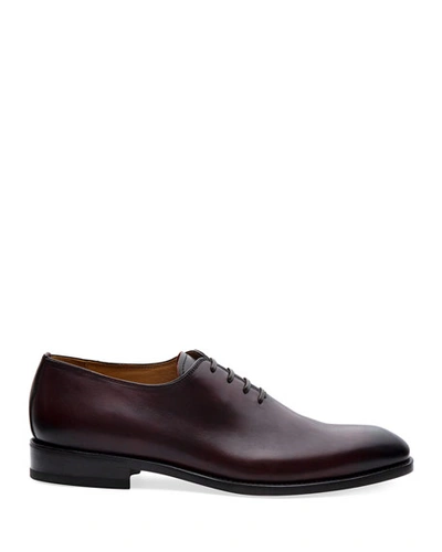 Shop Paul Stuart Men's Lorenzo Whole-cut Antiqued Leather Oxford Shoes In Brown