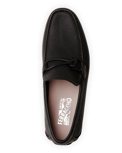 Ferragamo Front 4 Leather Loafers In Black